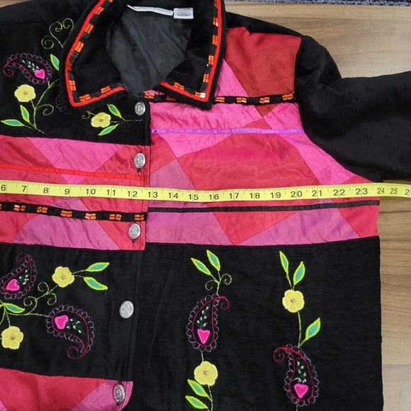 DRAPER'S & DAMON'S Women's Velvet & Silk Panels Embellished Jacket Size L - Picture 9 of 16